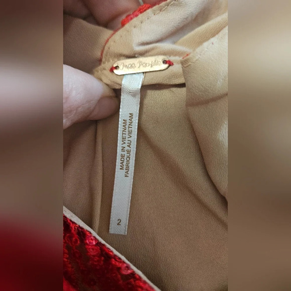 FREE PEOPLE Red Night Shimmers Mini Dress. Size 2 - Picture 7 of 11